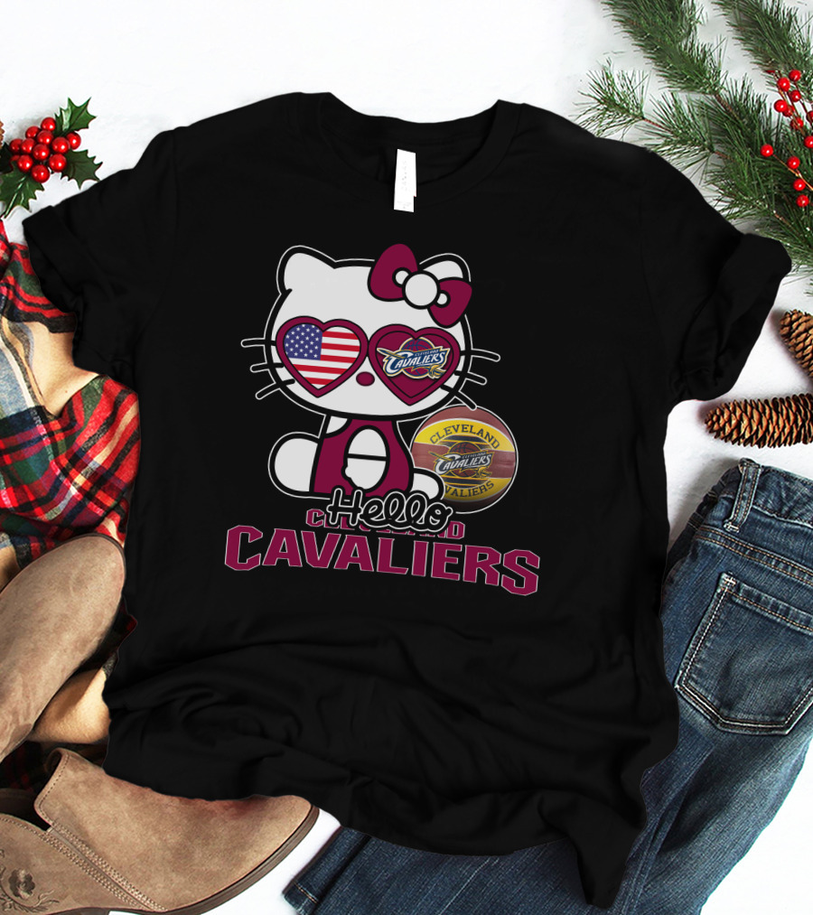 Hello Kitty Cleveland Cavaliers American Flag Basketball Cavaliers T-Shirt