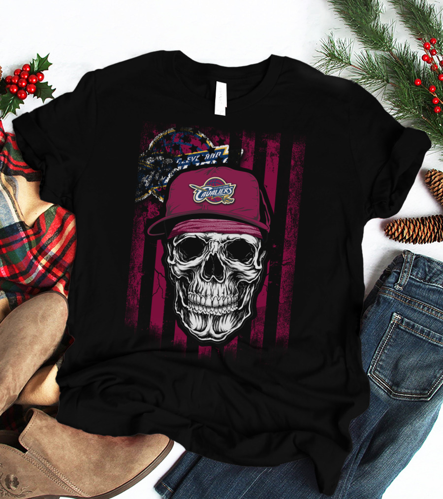 Cleveland Cavaliers Skull With Logo Hat T-Shirt