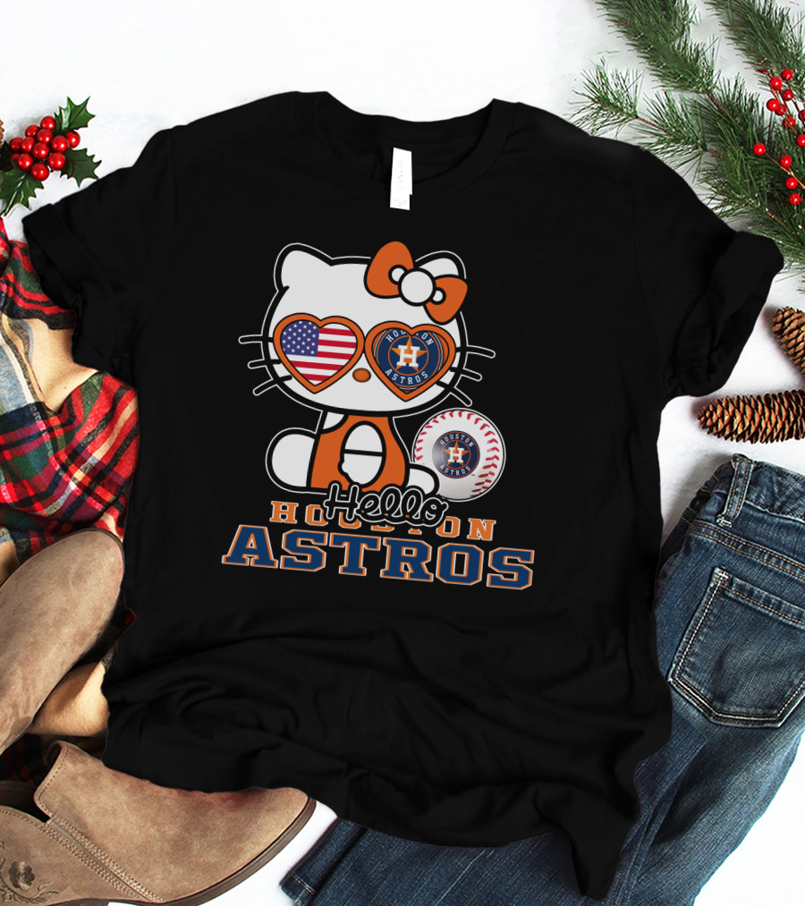 Hello Kitty Houston Astros Usa Baseball T-Shirt