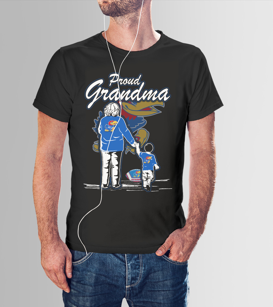 Proud Grandma Of Kansas Jayhawks Fan With Logo T-Shirt
