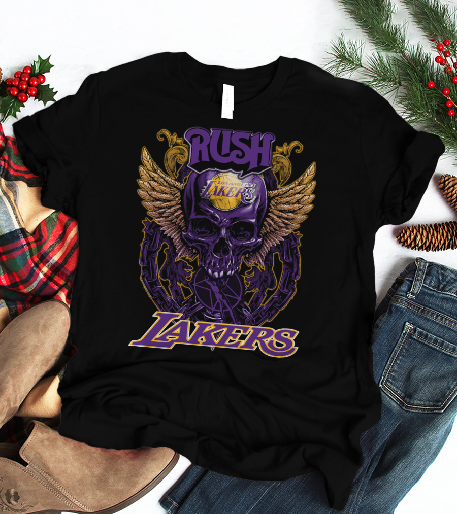 Rush Los Angeles Lakers Skull Wings T-Shirt