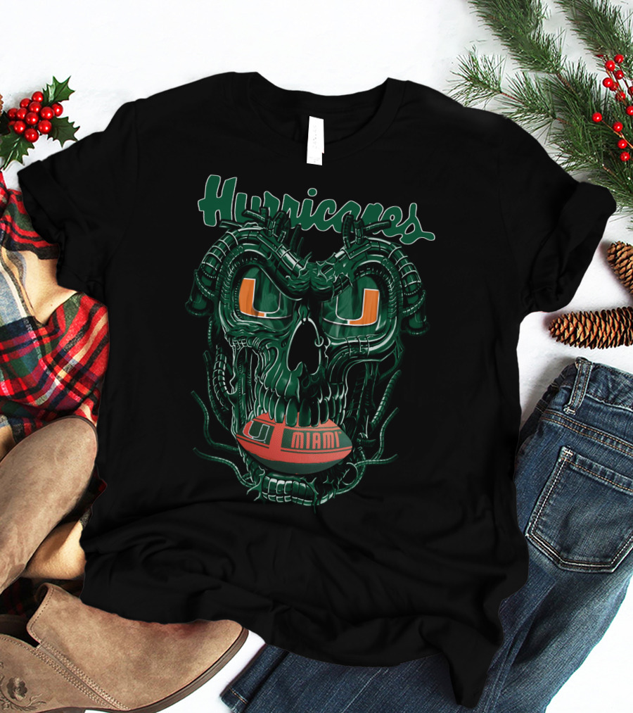Miami Hurricanes Dragonskull Football T-Shirt