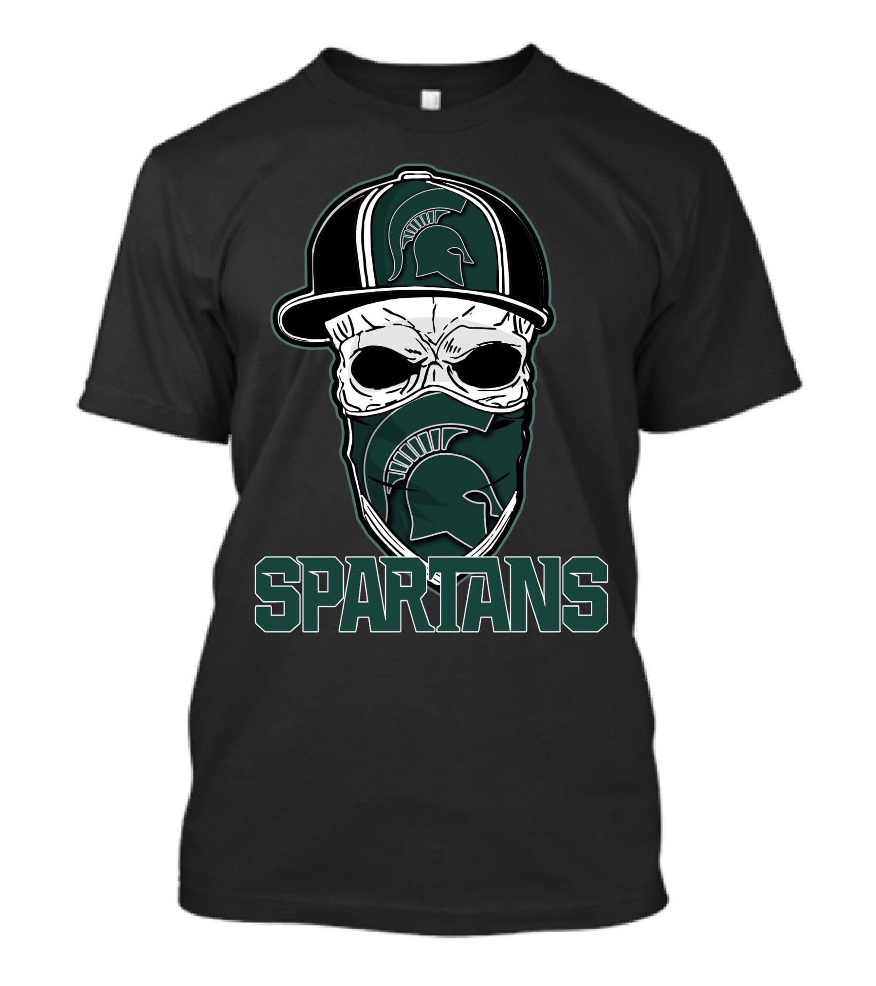 Skull Hat Michigan State Spartans Logo With Spartan Text T-Shirt