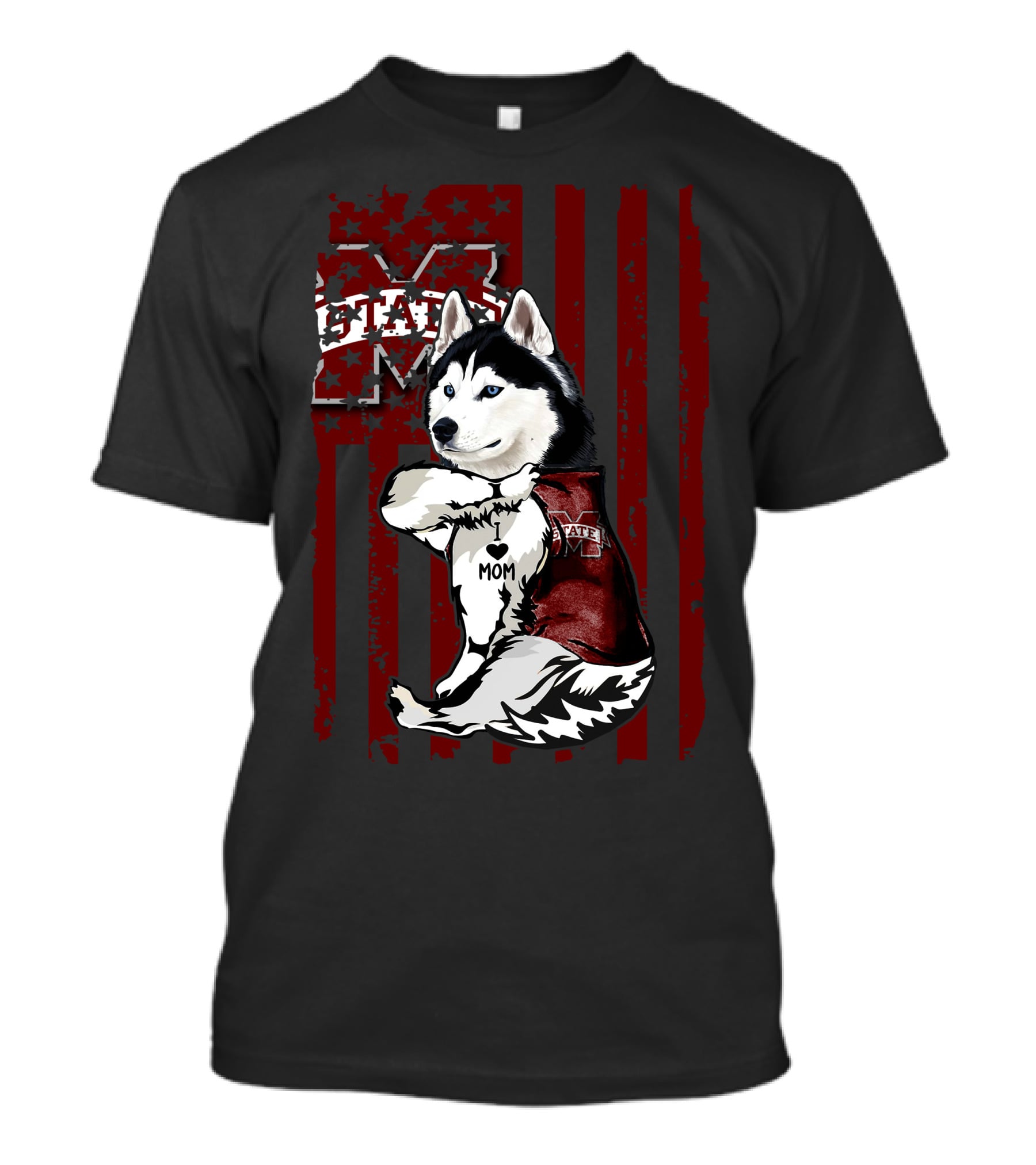 Mississippi State Bulldogs Siberian Husky I Love Mom T-Shirt