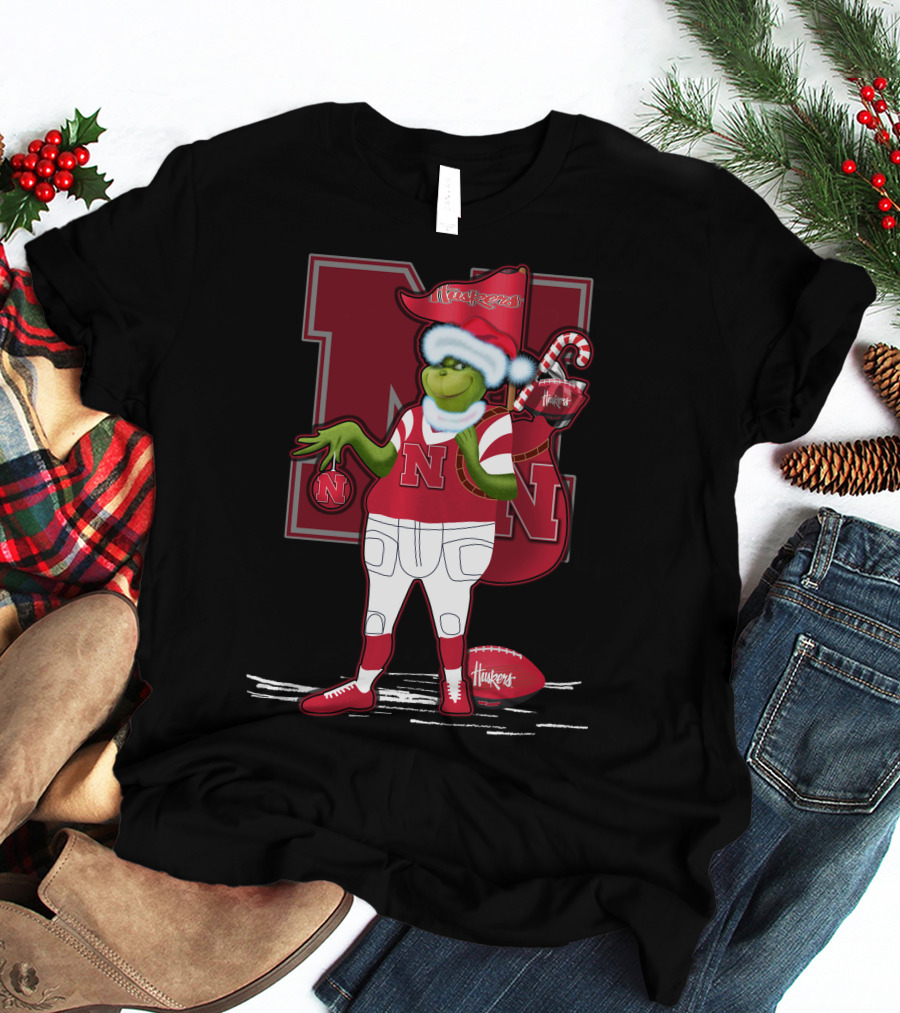 Grinchxmas Nebraska Cornhuskers Festive Football T-Shirt