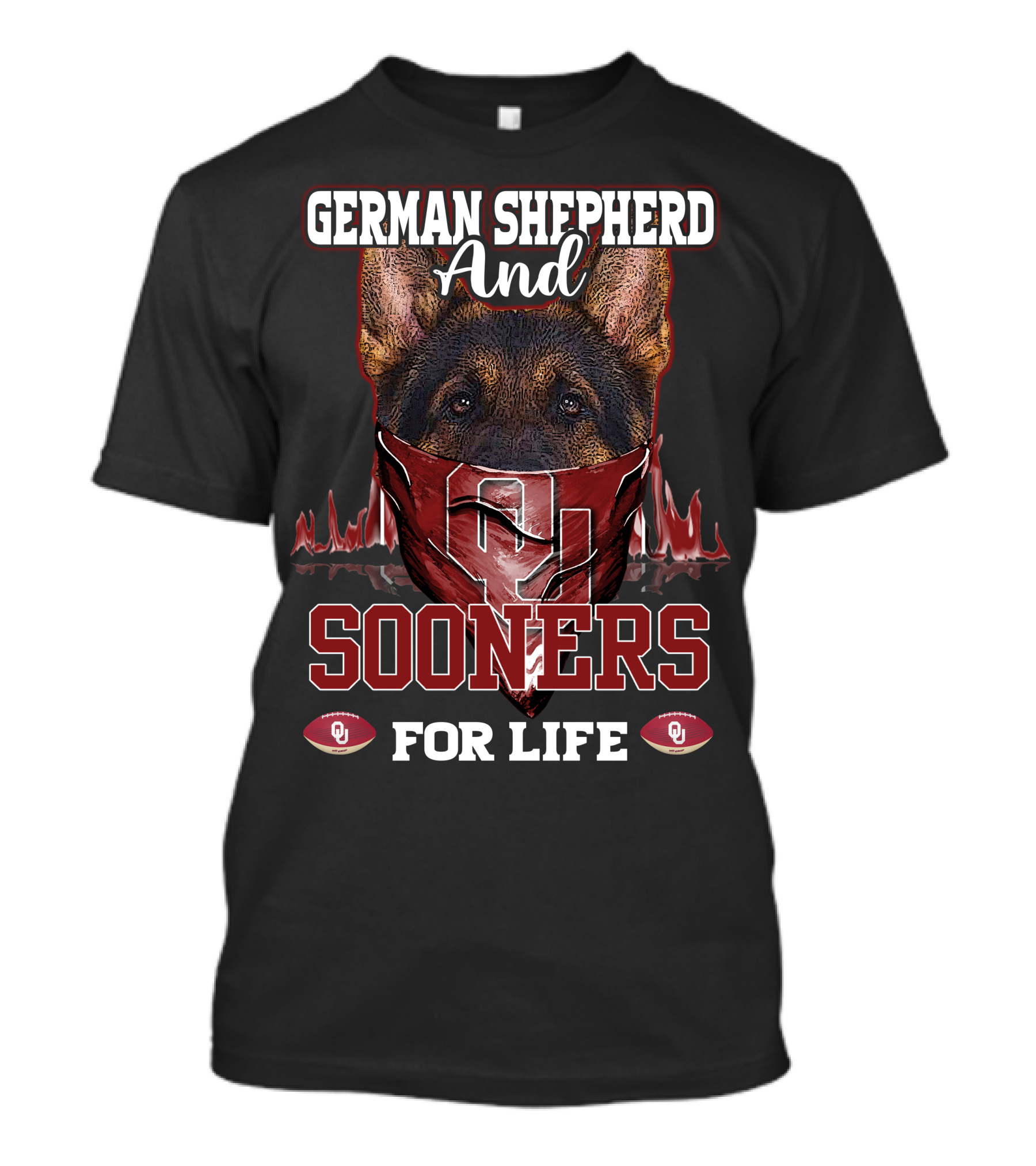 German Shepherd And Sooners For Life Oklahoma T-Shirt