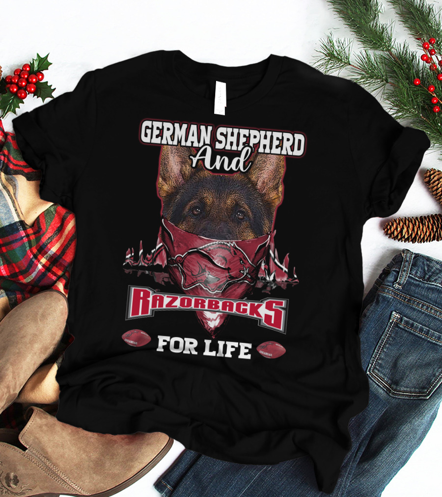 German Shepherd And Razorbacks For Life T-Shirt