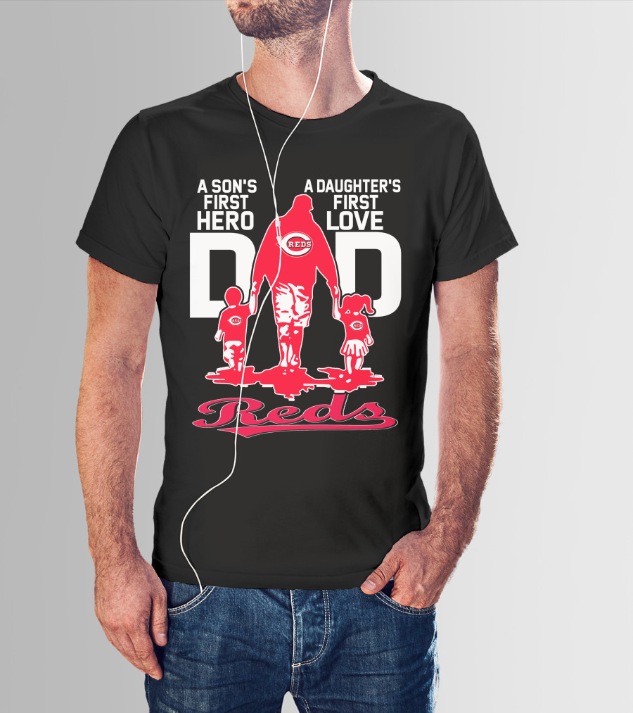 A Son's First Hero A Daughter's First Love Dad Reds T-Shirt