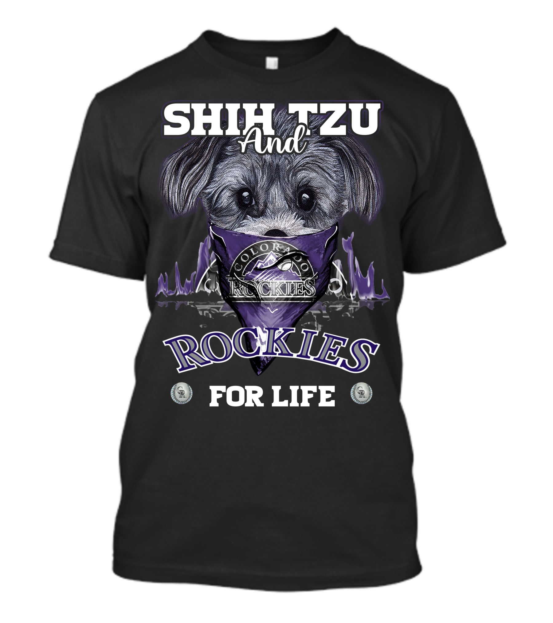 Shih Tzu And Colorado Rockies For Life T-Shirt