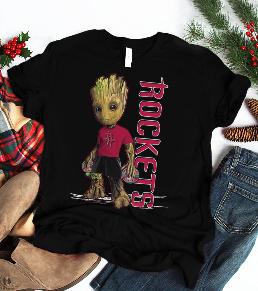Groot Houston Rockets Basketball Character In Team Jersey T-Shirt