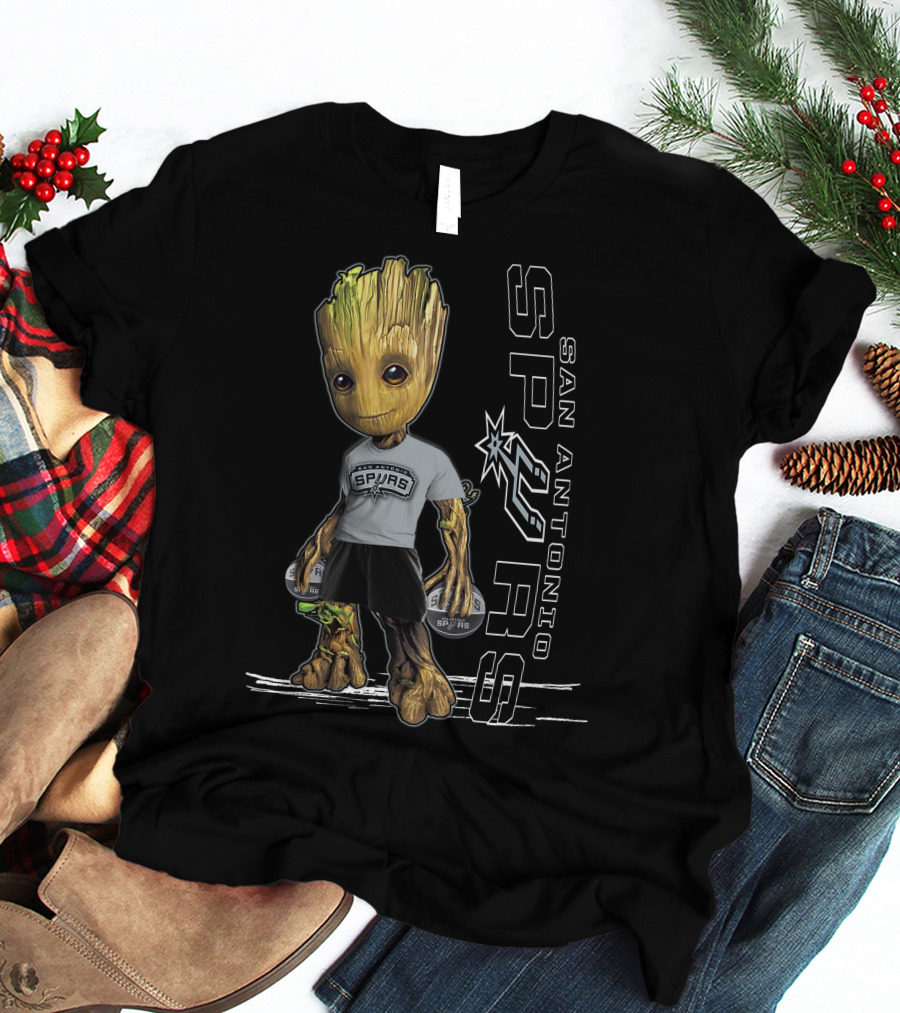 Groot San Antonio Spurs NBA Basketball Character Crossover T-Shirt
