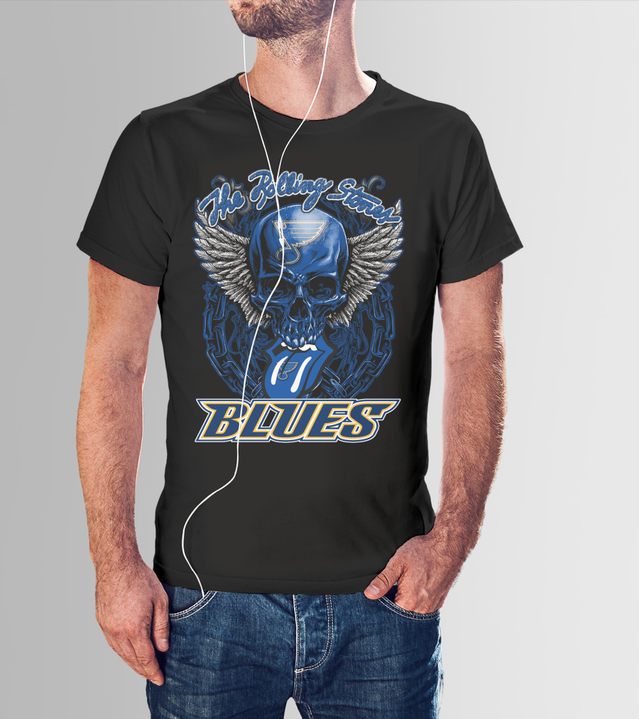 The Rolling Stones St. Louis Blues Skull Wings Tongue T-Shirt