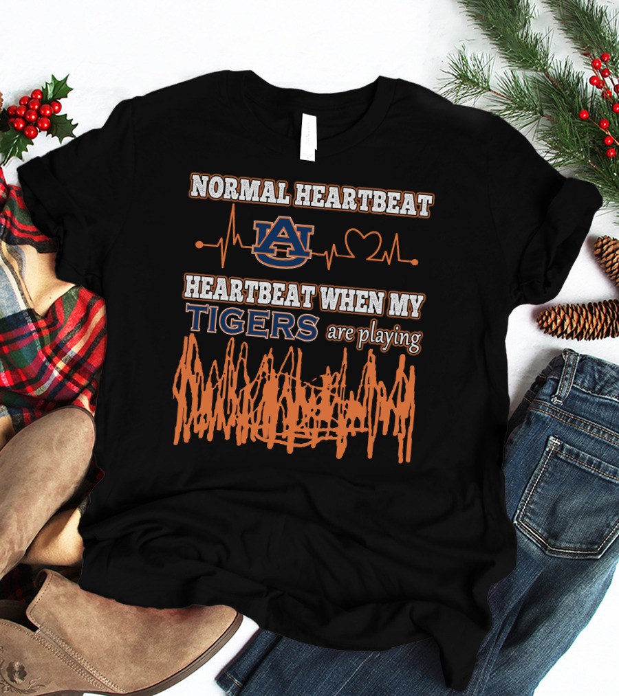NORMAL HEARTBEAT AUBURN HEARTBEAT WHEN MY TIGERS ARE PLAYING T-Shirt