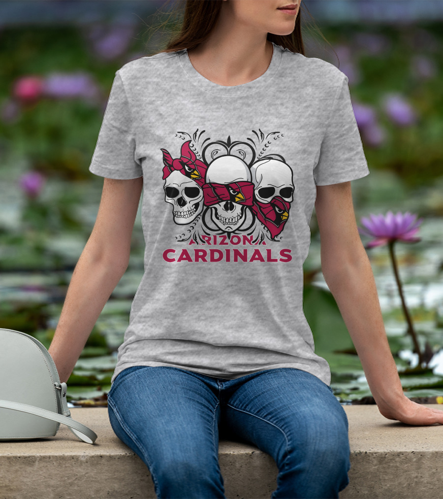 Arizona Cardinals Three Skulls Bandana T-Shirt