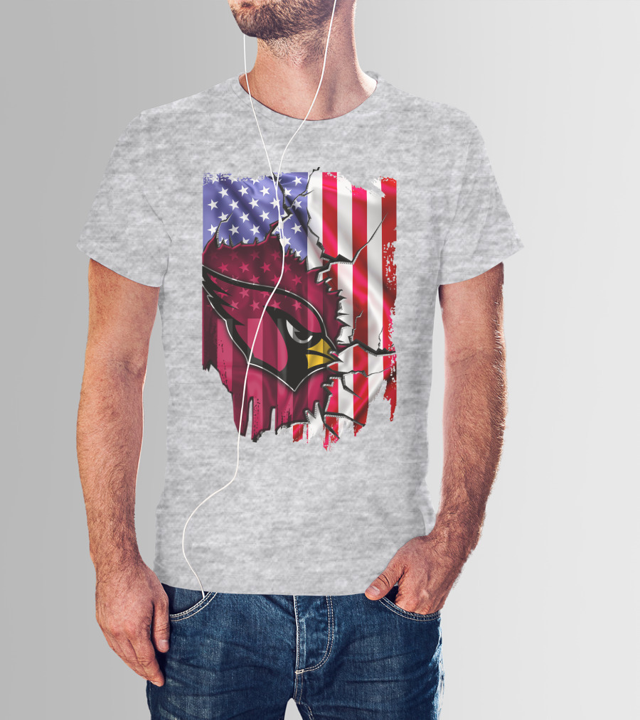 USA Flag With Arizona Cardinals T-Shirt