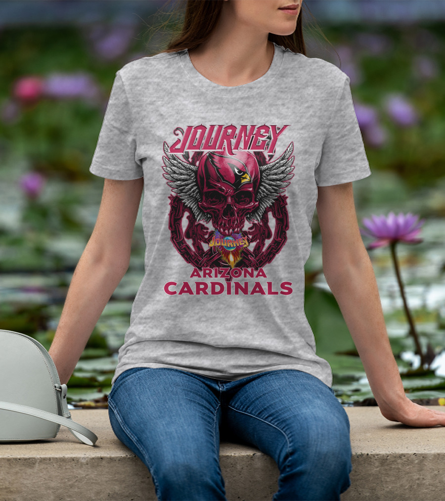 Journey Arizona Cardinals Skull Wings Flame T-Shirt