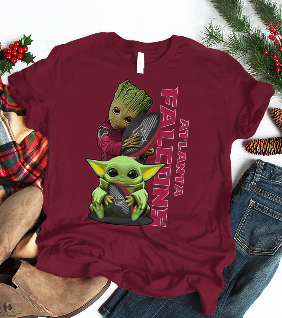 Grzd Atlanta Falcons Groot Baby Yoda Football T-Shirt