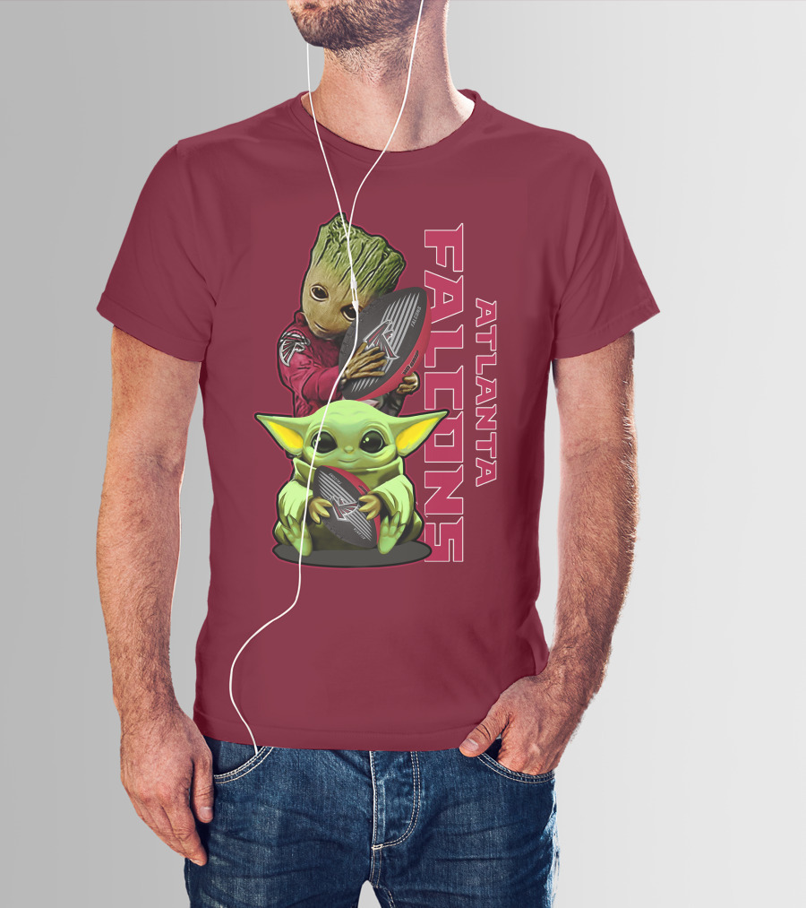 Grzd Atlanta Falcons Groot Baby Yoda Football T-Shirt