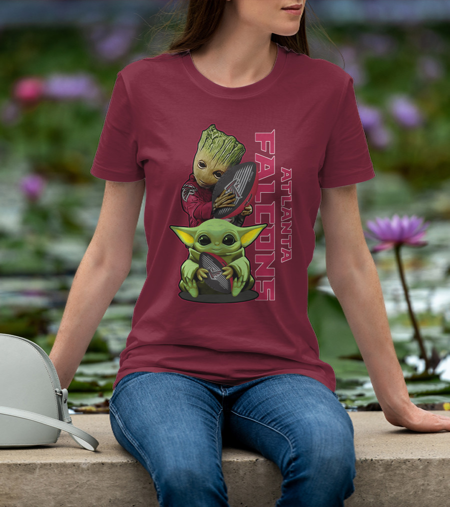 Grzd Atlanta Falcons Groot Baby Yoda Football T-Shirt