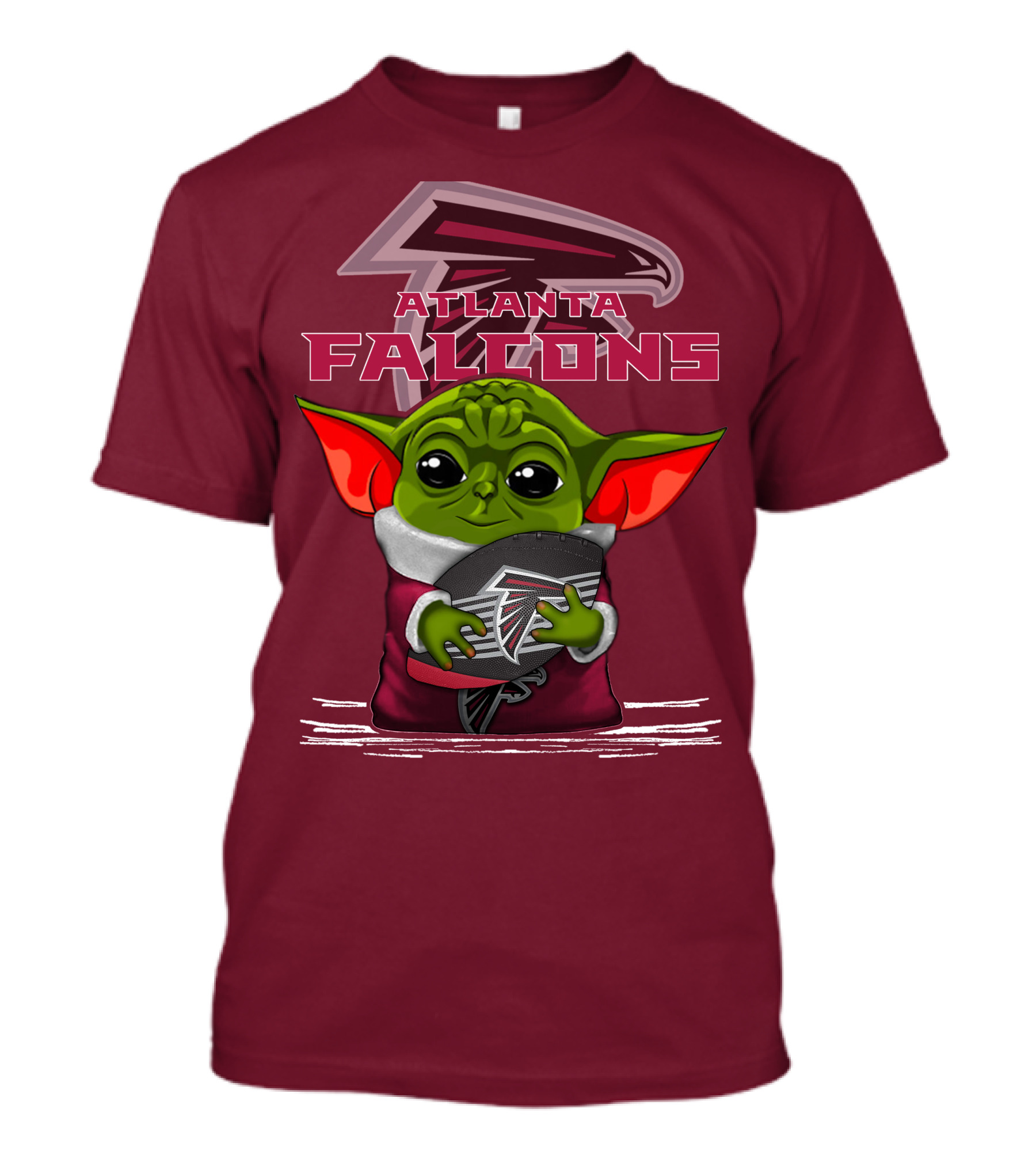 Yoda Holding Atlanta Falcons Football With Logo Background T-Shirt