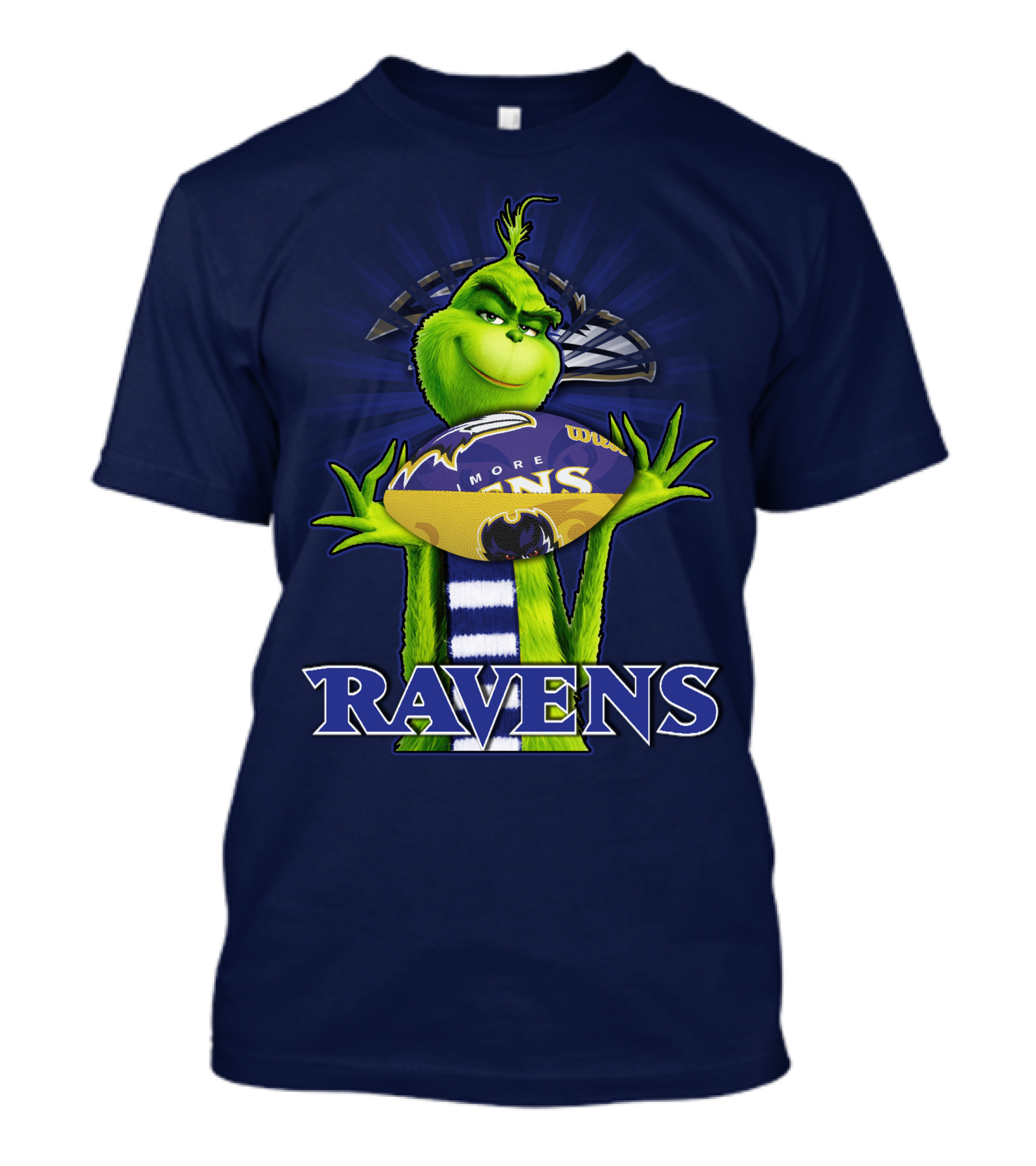 Grinch Holding Baltimore Ravens Football T-Shirt