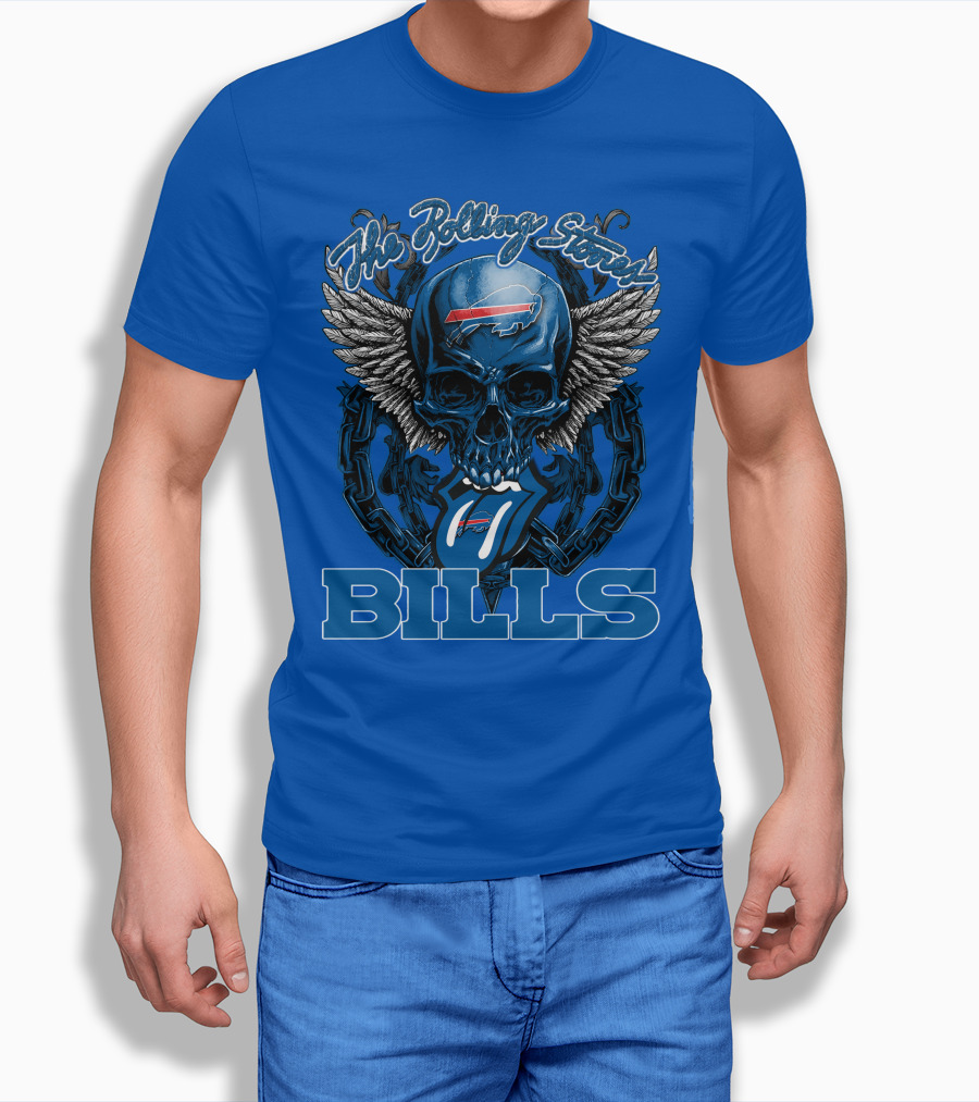 The Rolling Stones Bills Buffalo Wings And Skull Chain T-Shirt