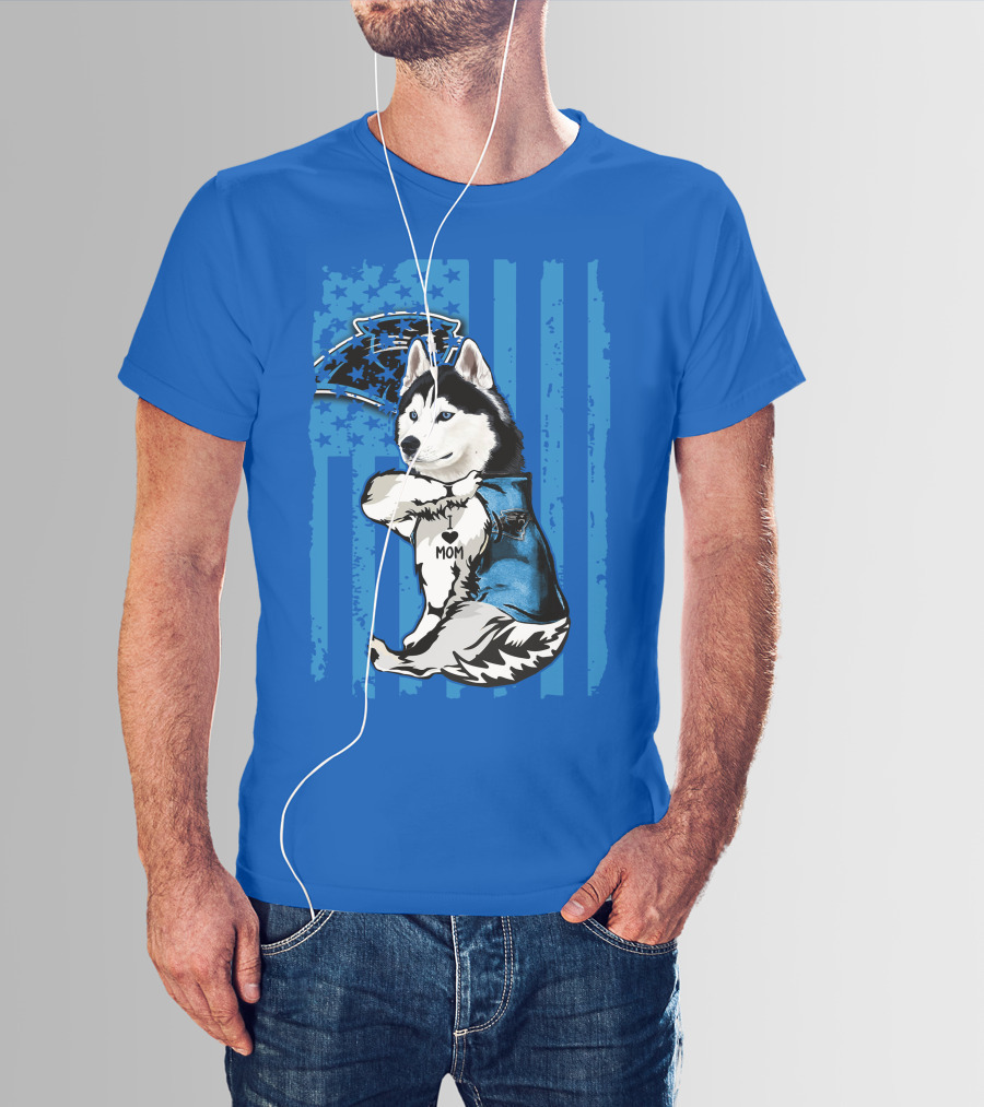 Siberian Husky Carolina Panthers I Love Mom Star T-Shirt
