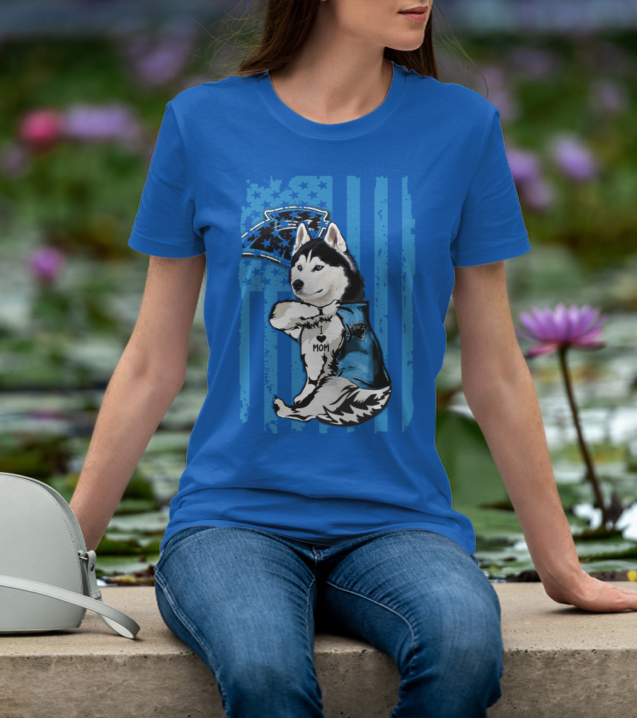 Siberian Husky Carolina Panthers I Love Mom Star T-Shirt