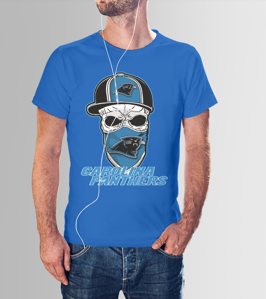 CAROLINA PANTHERS Skull Hat T-Shirt