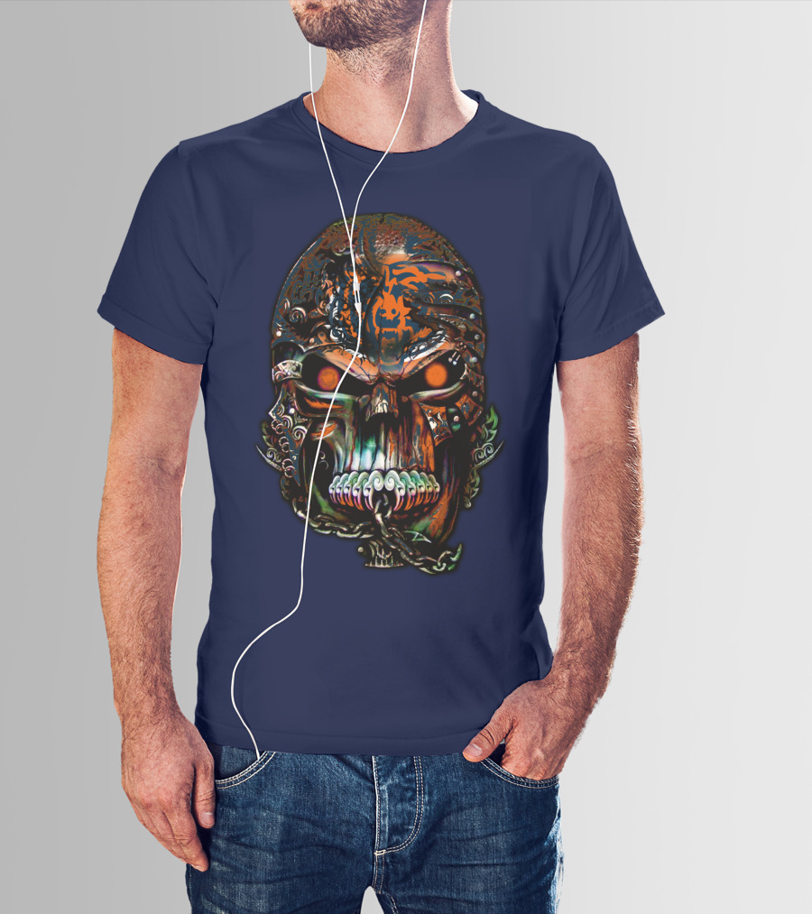 Chicago Bears Fiery Skull T-Shirt
