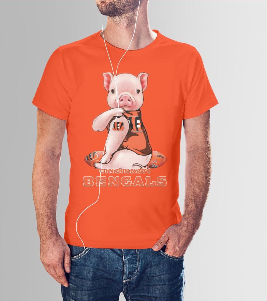 Cincinnati Bengals Pig With Football T-Shirt