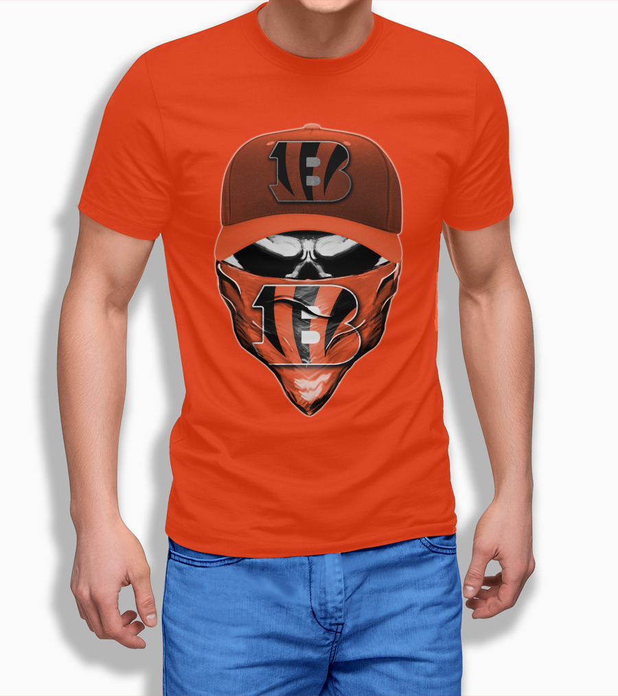 Cincinnati Bengals Skull Mask V6 T-Shirt
