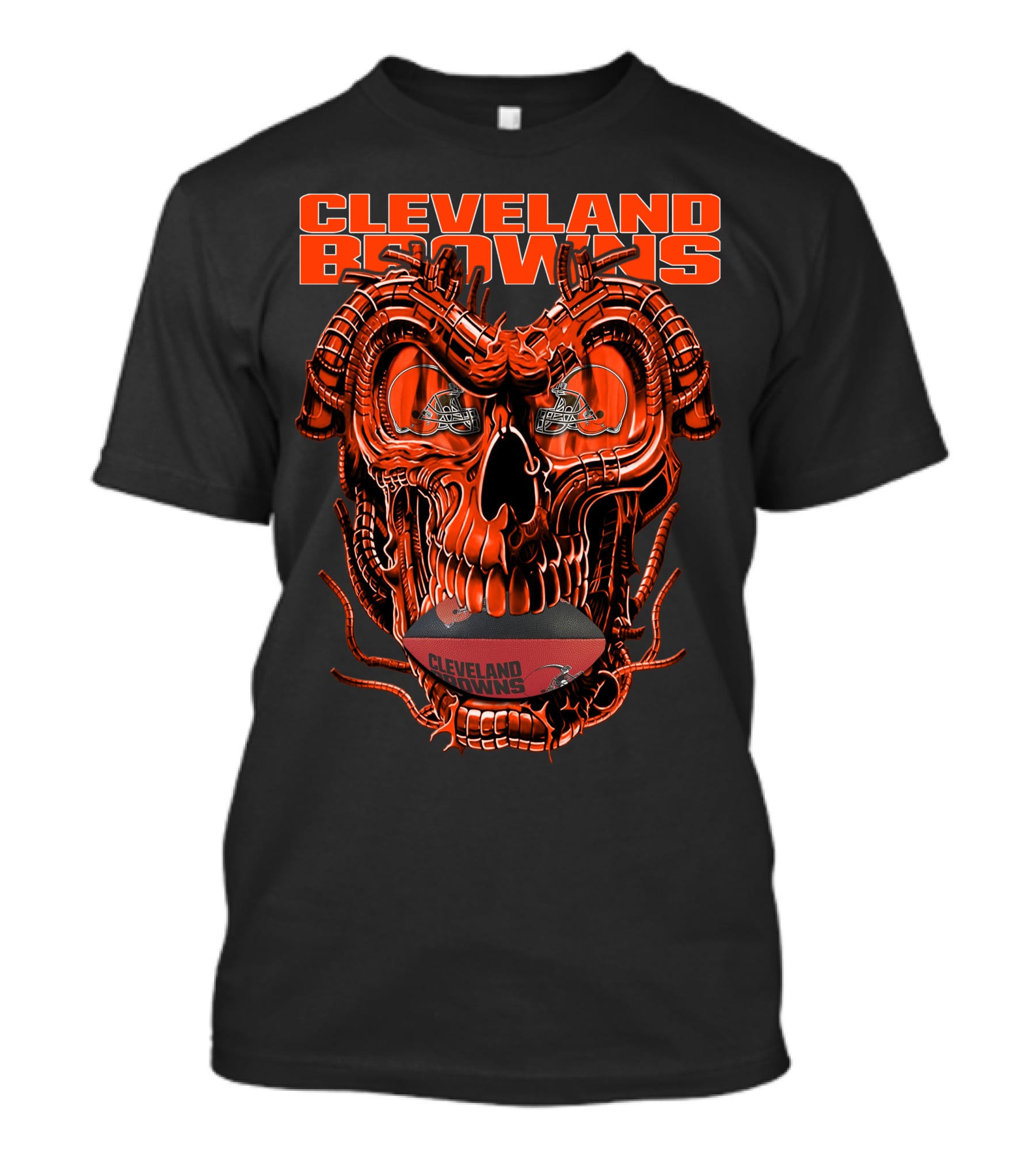 Dragonskull CLEVELAND BROWNS Helmet Skull Football T-Shirt