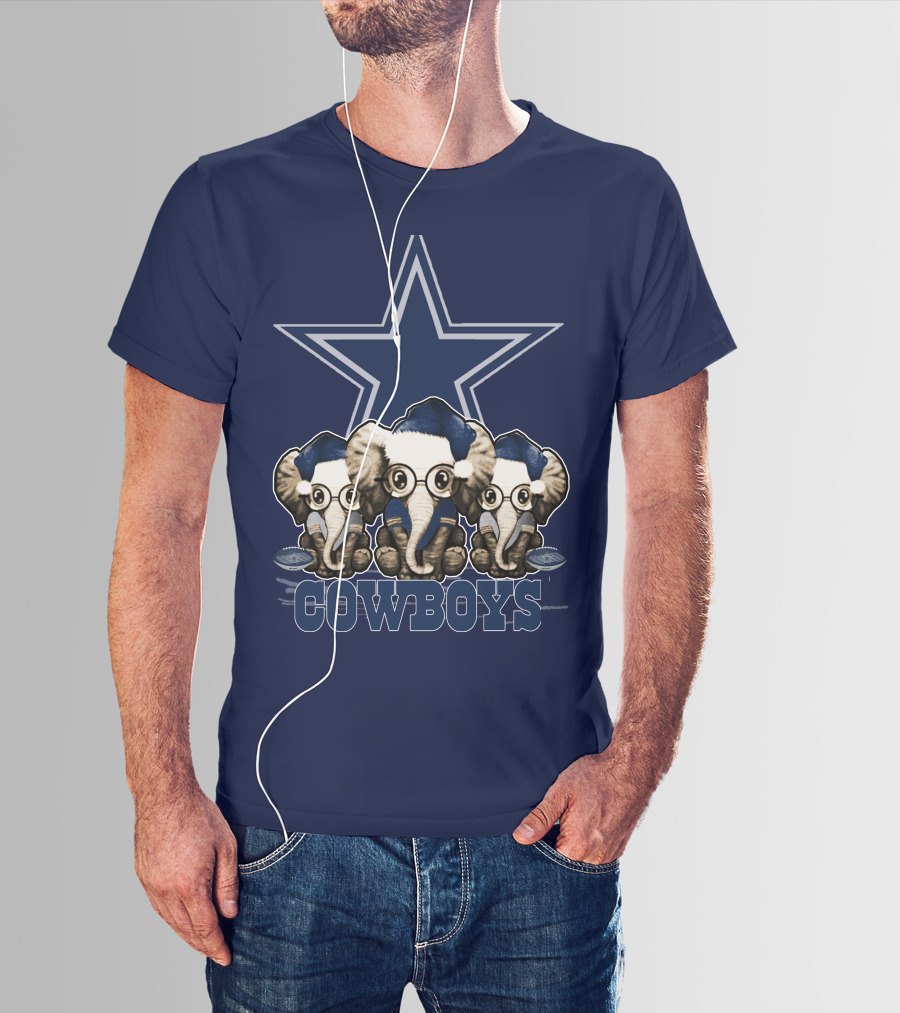 Elephan Xmas Dallas Cowboys Star Logo Glasses Hindustani T-Shirt