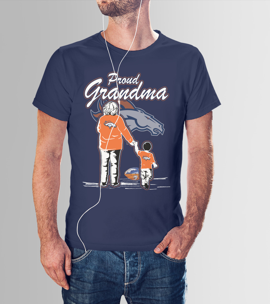 Proud Grandma Denver Broncos Family Football Fan Wears Team Logo T-Shirt