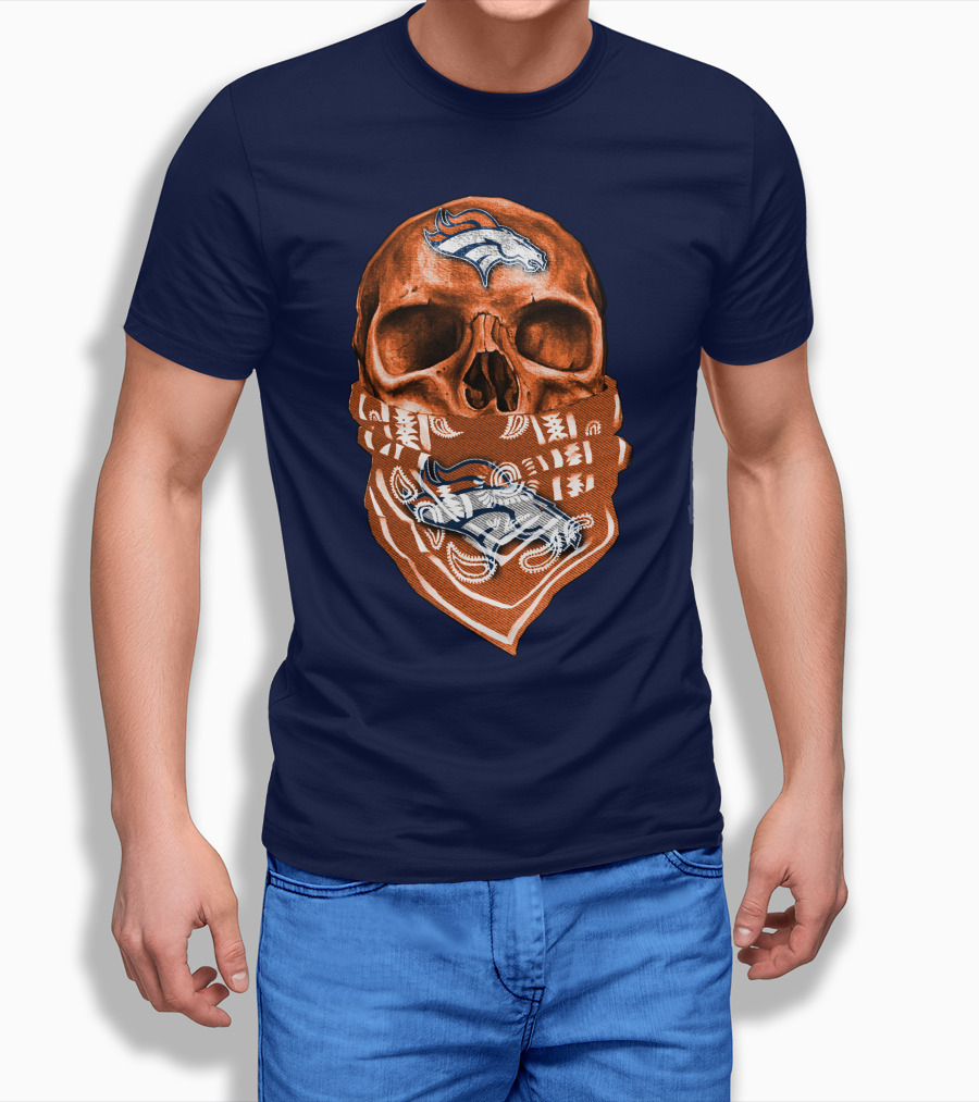 Denver Broncos Skull Bandana T-Shirt