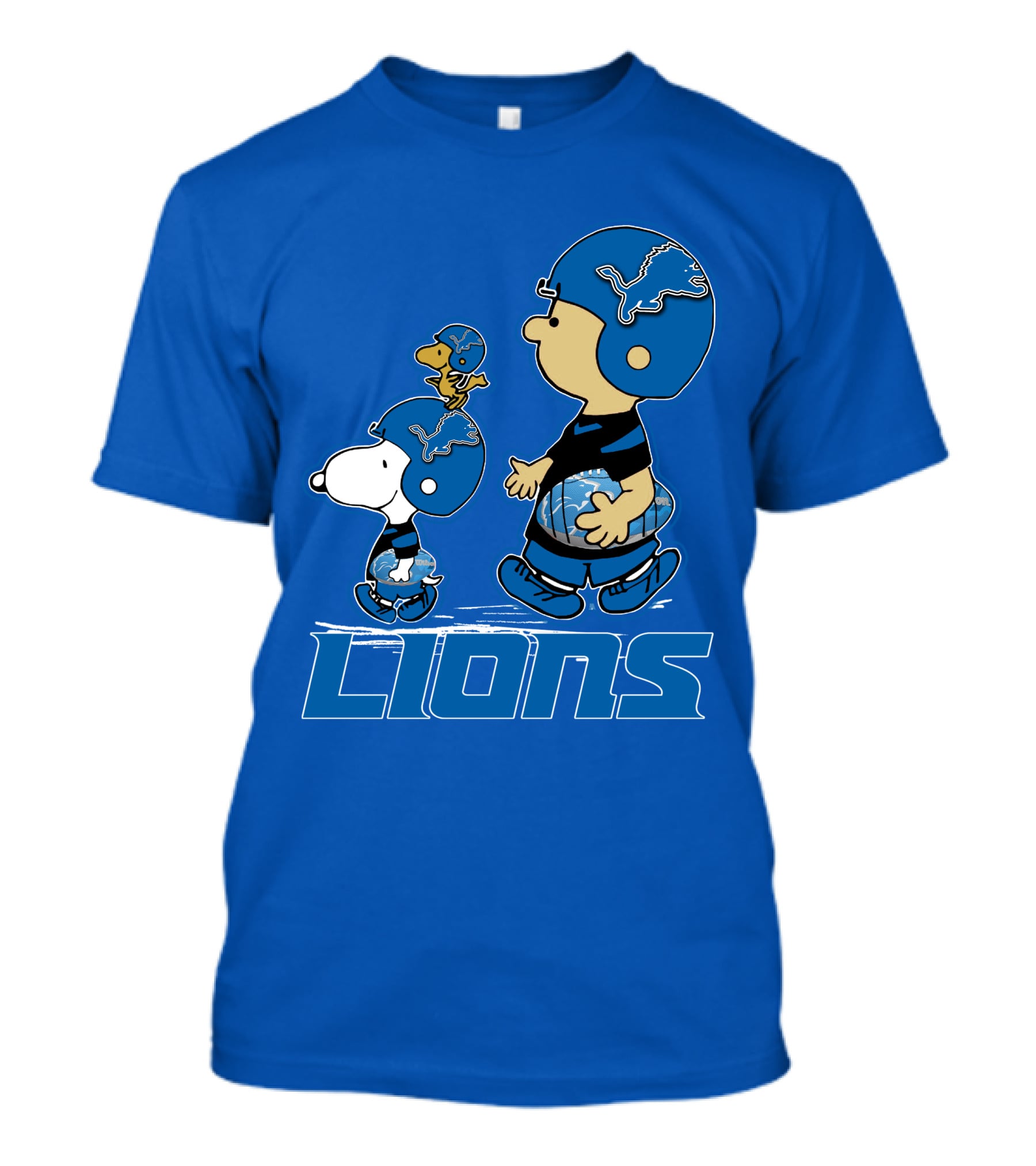 Snpfootball DETROIT LIONS Peanuts Helmet Blue T-Shirt