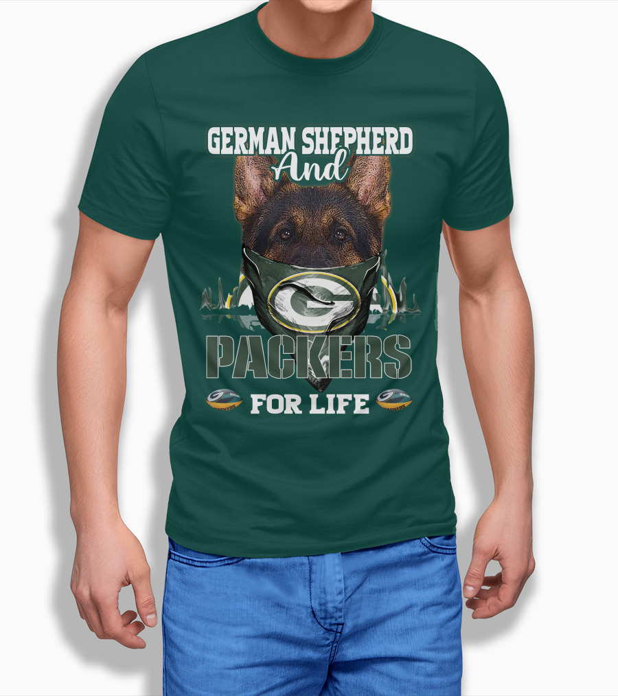 German Shepherd And Packers For Life T-Shirt