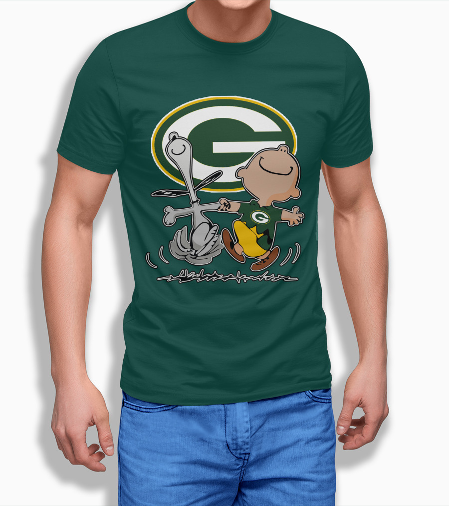 Green Bay Packers Snoopy Charlie Brown Fan Celebration T-Shirt