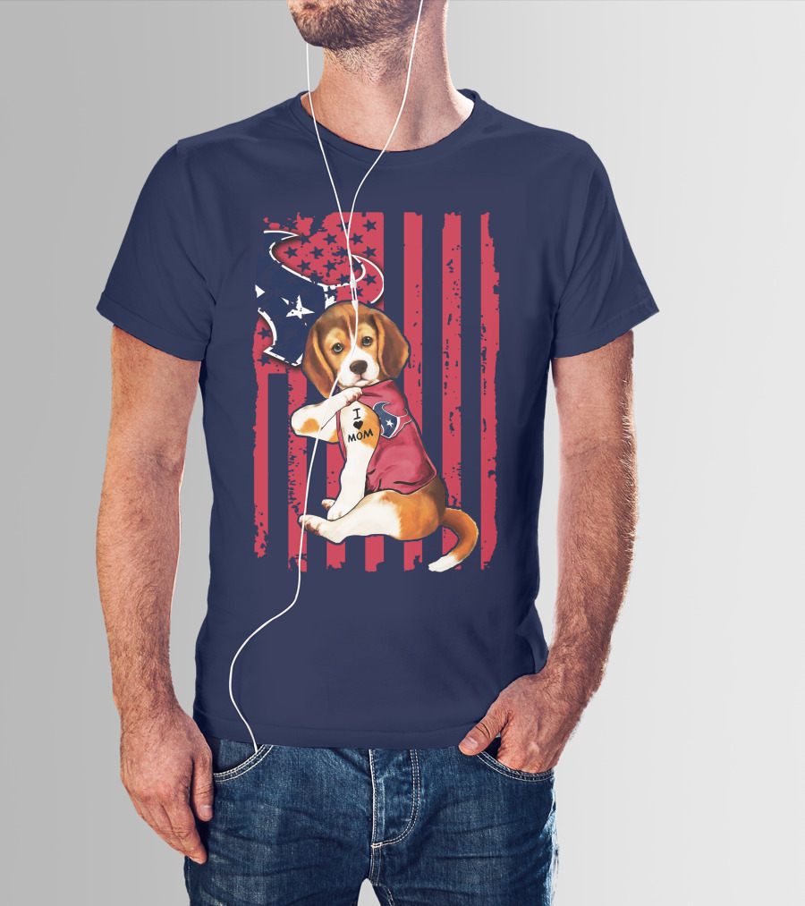 Houston Texans Beagle I Love Mom T-Shirt
