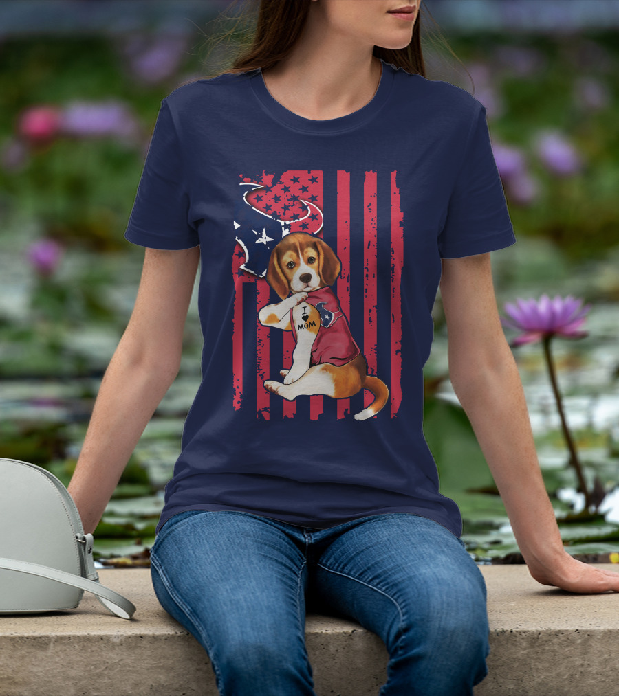 Houston Texans Beagle I Love Mom T-Shirt