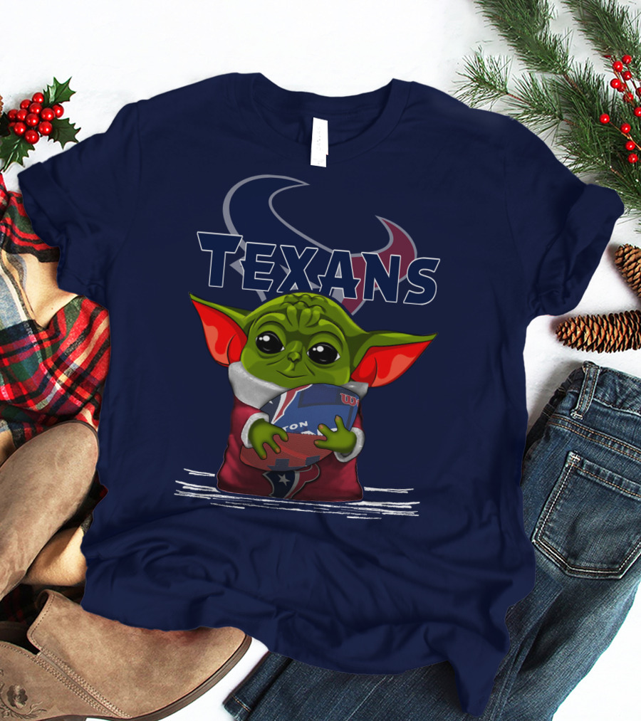Texans Yoda Holding Football Houston NFL T-Shirt