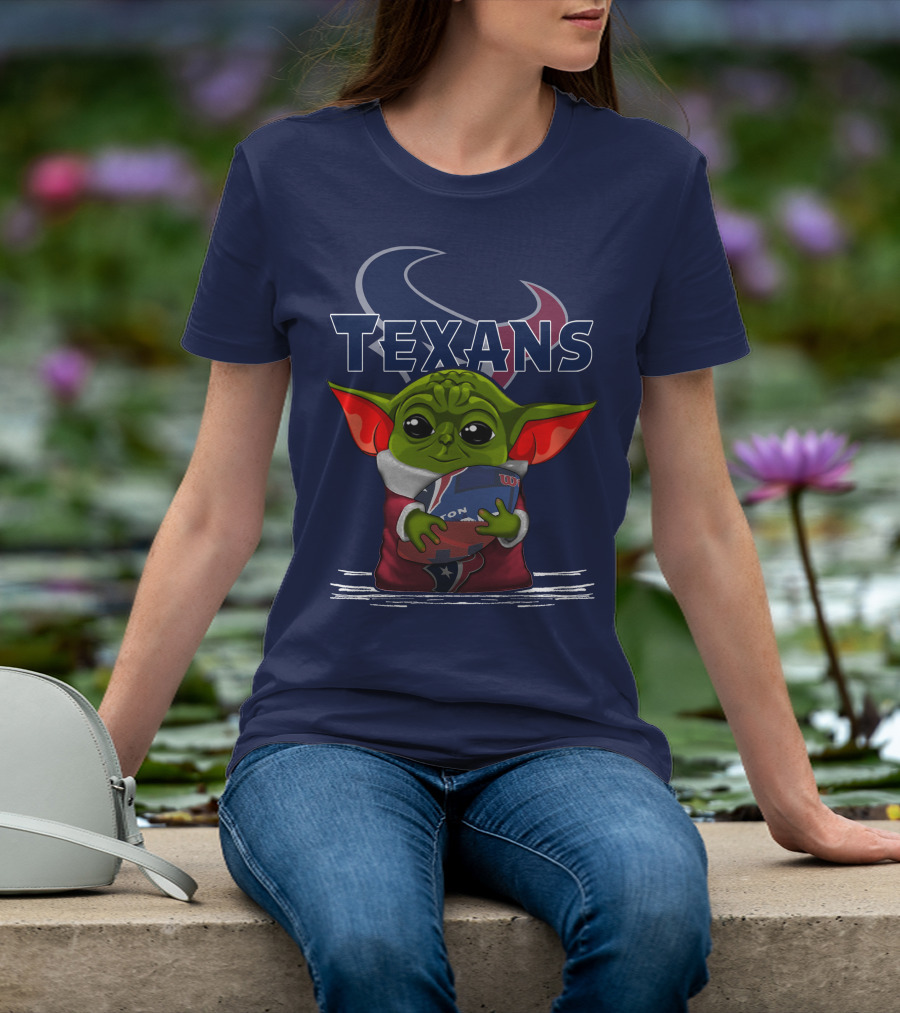 Texans Yoda Holding Football Houston NFL T-Shirt