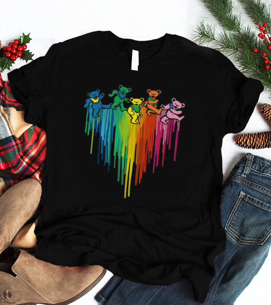 Grateful Dead Dancing Bear Rainbow Drip T-Shirt