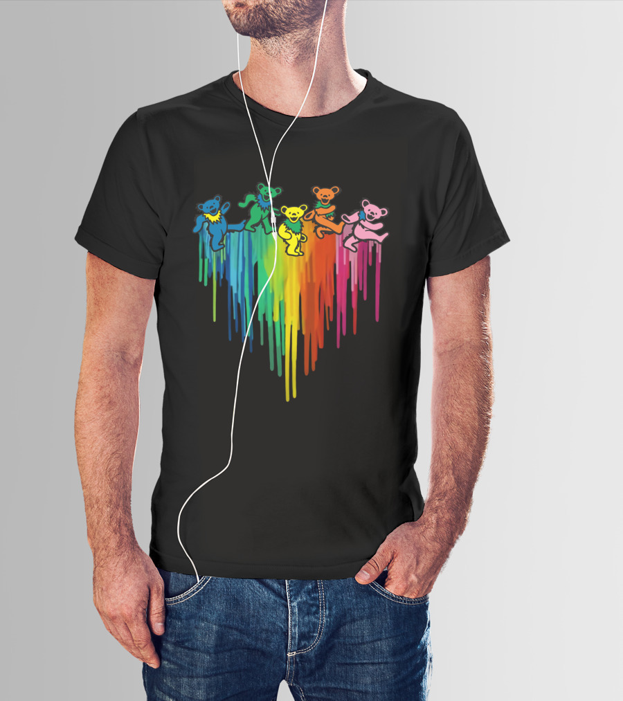 Grateful Dead Dancing Bear Rainbow Drip T-Shirt