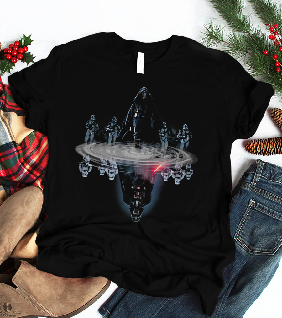 Star Wars Sith Lord And Stormtroopers Water Reflection With Lightsaber T-Shirt