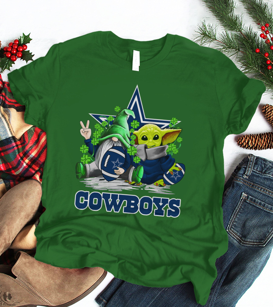 Cowboys Gnome Baby Yoda Football St. Patrick's Day T-Shirt