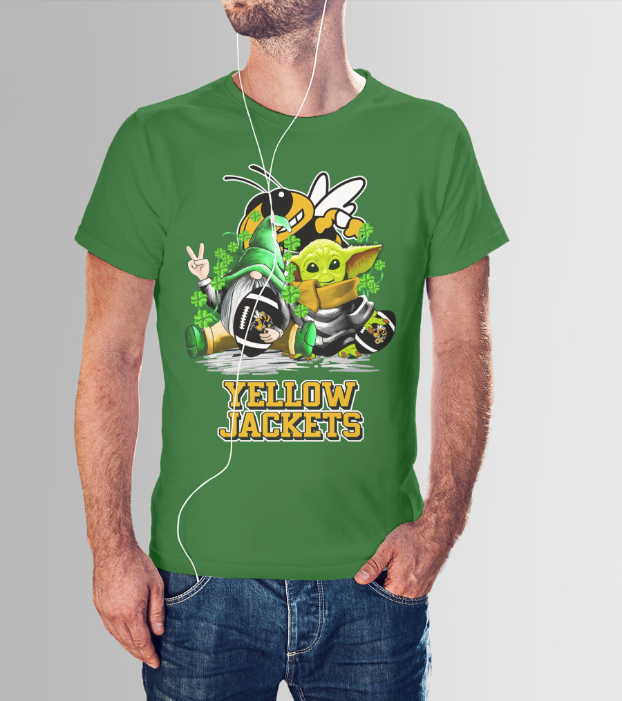Georgia Tech Yellow Jackets St. Patrick’s Day Football Gnome And Green Baby Character T-Shirt