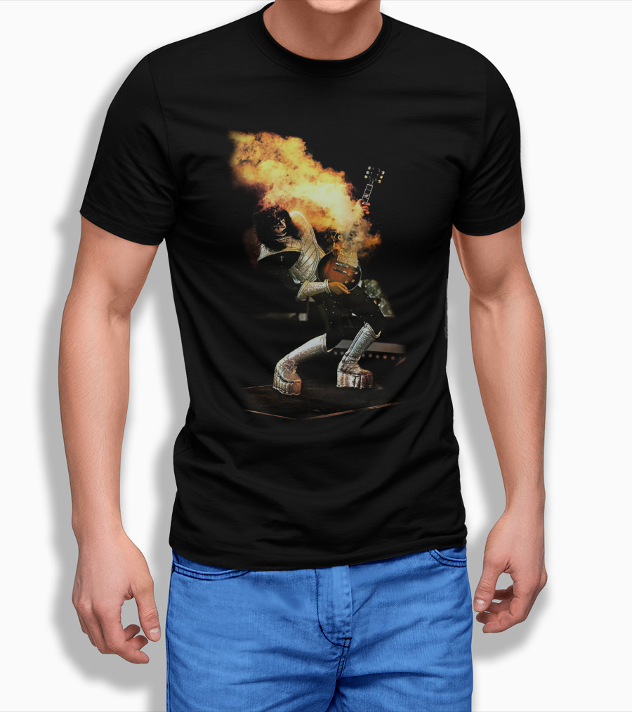 AF Live2 Spaceman Rock Guitar Flames T-Shirt
