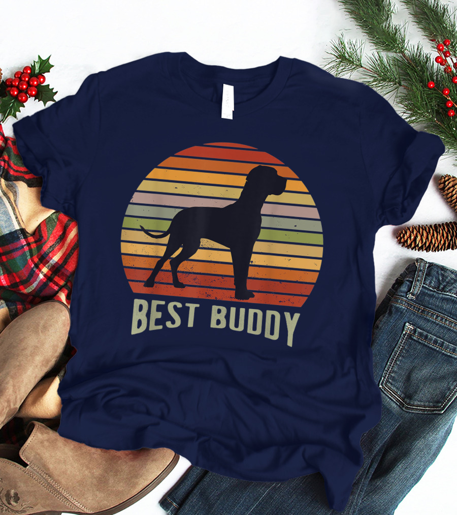 Best Buddy Vintage Dog Silhouette Retro Sunset T-Shirt